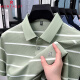 MONTAGUT polo shirt men's short-sleeved T-shirt in summer new lapel high-end skin-friendly ice silk cotton half-sleeved striped top 15100 lake blue S size 165