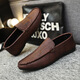 Belle Spring New Herren Doudou Schuhe 2025 Fahren lässige Lederschuhe weiche Sohle Herren trendige Straßenschuhe Internet Promi Schuhe D838 Black 39