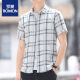
Romon 2025 summer men's short-sleeved slim shirt Korean style trendy and versatile men's handsome top casual plaid shirt ZZ829 blue M 90-108Jin [Jin equals 0.5 kg]