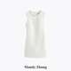 Mandy Zhang white daughter-in-law style beaded diamond collar vest dress women's summer temperament dress short skirt Gardenia White S