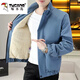 Woodpecker jacket men's autumn and winter 2025 velvet thickened trendy handsome casual versatile jacket tops young men's clothing K108/velvet/beige XL