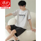 Langsha Brand Pajamas Men's Men's Summer Shorts à manches courtes pour les rayures en coton mince d'été peut être porté à l'extérieur de la maison de vêtements décontractée DGG-Z671 XL [Recommandé 130-150jin [Jin est égal à 0,5 kg] usure]