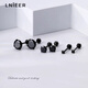Lnieer 999 Pure Silver Black Super Flash Earrings for Women with Ear Holes for Sleeping No-Removal Earrings Screw Button Ear Bone Nails Earrings Jewelry Pair of 6mm Black Earrings 999 Pure Silver