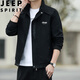 JEEP SPIRIT Jeep Jacket Men's Autumn and Winter Jacket Thick Stand Collar Business Loose Versatile Casual Men's Clothing Black Velvet XL