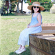 Little Bear Elf (xiaoxiongjingling) mother-daughter parent-child wear summer gradient color suspender dress high-end seaside beach dress sisters fashionable street glacier blue dress 80 mother size S (recommended weight 80-100 Jin Jin equals 0.5 kg)