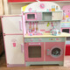承琉儿童木制大号仿真厨房灶台冰箱女孩过家家烧饭做饭木质幼儿园玩具 冰箱厨房B款【声光款】送切切乐