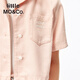 Little MO&Co.little moco children's clothing 25 summer new style girls' Lyocell denim sweet and cool short-sleeved shirt gray pink 140 140/68