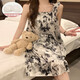 Yalu nightgown for women in summer with breast pads ice silk cool suspender pajamas summer ladies sweet and cute home clothes spring and autumn brand 1355 [removable chest pad]# M [75-100Jin [Jin equals 0.5 kg]]