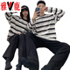 
Yalu 2025 new couple pajamas for women in spring and autumn can wear striped home clothes for men casual large size long sleeve suit 15567 L women
