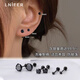 Lnieer 999 Pure Silver Black Super Flash Earrings for Women with Ear Holes for Sleeping No-Removal Earrings Screw Button Ear Bone Nails Earrings Jewelry Pair of 6mm Black Earrings 999 Pure Silver