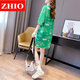 ZHIO pure cotton pear-shaped body dress women's summer 2025 new Korean style loose maternity short-sleeved T-shirt mid-length skirt 6187 black M