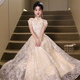
Sheng Miaoci evening dress engagement new host banquet temperament high-end toast Chinese cheongsam champagne color M