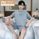 Modal Men's Pajamas 2025 New Cotton Short Sleeve Shorts Thin Summer Casual Two-Piece Set Home Clothing Large Size 9922# L [Suggested 100-120Jin [Jin equals 0.5 kg]]