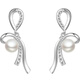 Saturday Fortune S925 Silver Freshwater Pearl Bow Earrings Birthday Gift X0912068 Pair