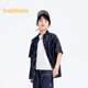 Balabala designer SICO IP children's shirt boys' shirt summer short-sleeved denim full print trend blue tone 00488 130