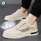 Woodpecker men's board shoes 2025 new spring mesh breathable sports odor-proof men's shoes fashionable versatile casual men's shoes trendy shoes CF9906 khaki 41