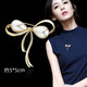 Simple bow brooch for women, high-end corsage for women's neckline, anti-exposure pin, cardigan pin, clothing accessories, gold and silver large bow