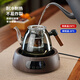 Fully high temperature resistant thickened glass tea kettle, large capacity kettle, side handle tea kettle, household kettle, ash side handle Xianghe kettle + wooden electric ceramic stove