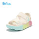 361 Shopping mall same style children's shoes, girls' casual beach sandals, summer new middle and large children's shoes, feather white/light translucent green/sandwich yellow 34