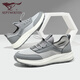 Septwolves Men's Shoes Mesh Breathable Deodorant Casual Shoes Men's Walking Shoes Autumn New Lace-Free Sports Shoes Soft Sole Shoes Gray 9922 40