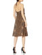 Dress the Population Women's Leopard Sequin Dress Knee Length Party Style Adult Halter Collar Taupe Leopard Medium