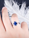 Junpo sapphire ring s925 silver women's style fashionable personality Korean version with diamonds simple sterling silver tanzanite inlaid with diamonds mother's model sterling silver sapphire ring + certificate, live finger ring adjustable