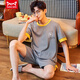 Catman (MiiOW) casual cotton pajamas men's summer short-sleeved shorts for youth Korean style loose home clothing middle-aged thin large-size suit H9922 (short-sleeved shorts) L (recommended 100-125 Jin [Jin equals 0.5 kg])
