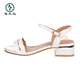 
Woodpecker White Sandals for Women 2025 New versatile Women's Shoes Black Leather Soft Sole Mom's Shoes Don't Tire Feet Comfort White Q683[3 cm] 37