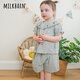 Milkbarn2025 Nouveaux produits de printemps et d'été pour le costume à manches courtes pour enfants pour les chemises pour filles, short, vêtements pour enfants, vêtements à la mode de bébé, rayures vertes de riz, 110 (3-4 ans de référence de 100 à 10 h)