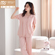 Pyjama en pur coton modal de haute qualité avec coussinets d'allaitement pour femme en été, pantalon à manches courtes cool qui peut être porté à l'extérieur et ensemble de vêtements de maison anti-bosses Z692 rose tendre avec coussinets d'allaitement XL Recommandé 120-140 Jin Jin équivaut à 0,5 kg