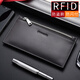 
Pier Cardin anti-theft card swipe bag men's head layer cowhide multi-functional zipper certificate bag gift box anti-demagnetization gray birthday gift