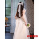 Dongyan dressing gown female bride wedding fairy suspender engagement dress new style French travel photography light wedding dress small white M