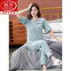 Langsha (Langsha) Pajamas For Women for Summer Pure Cotton 2025 Nouveau pantalon à manches courtes Clothing Home Clothing pour les costumes de coton mince 7374 Green Green M 80-100jin [Jin est égal à 0,5 kg]