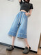 Jingluoya Fat mm Large Size Denim Cropped Pants Women's Medium Pants Summer Thin Wide Legs Loose Tight High Waist Slimming 200 Jin Jin equals 0.5 kg 6629 Blue Cropped Jeans 4XL Recommended 161 Jin Jin equals 0.5 kg -180 Jin Jin equals 0.5 kg