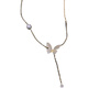 Fat Donglai quality tassel pearl pendant, gentle and fashionable S925 silver necklace, shiny zircon inlaid butterfly necklace