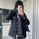 Xier jk uniform black suit jacket female college style three-button loose Korean style small suit with badge JK uniform suit jacket black with badge L 95-109Jin Jin equals 0.5 kg