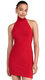 NORMA KAMALI Women's Halter Neck High Neck Side Slit Mini Dress Tiger Red Large