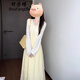Shufangdie (shufangdie) yellow suspender dress 2025 autumn new style French gentle style cardigan long skirt two-piece suit skirt women cardigan + dress suit M