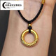 Allied Gold Hoop Spell Auspicious Cloud Peace Buckle Pendant 999 Pure Gold Pendant Gold Hoop Pure Gold Braided Rope Gift New Thickened Version Auspicious Cloud Gold Hoop (Including Gold Beads) Approximately 1
