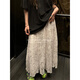 Ono Qitian white lace skirt a-line women's summer design elastic waist mid-length skirt new Chinese style national style lace skirt one size