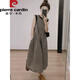 
Pier Cardin American retro plaid vest mid-length skirt for women's temperament, fashionable loose slimming back strapless dress for back plaid vest dress 9855 XL (125-140