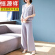 恒源祥2025新款中年妈妈夏装套装洋气短袖冰丝T恤中老年女装针织两件套 9923灰绿色 M :(建议85-105斤)