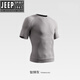 JEEP SPIRIT seamless quick-drying breathable sports fitness short-sleeved T-shirt running training cycling clothing compression tight elastic top for men classic black--quick-drying sports short sleeves M