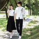 St. Luofeng antique uniforms, middle school student choir performance uniforms, junior high school student class uniforms, poetry recitation red song competition clothing, women's model, black bamboo long-sleeved top + pearl skirt L