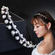 Yunru 520 gift to girlfriend, Korean style rhinestone pearl bow thin hair hoop, Korean crystal bow tie, bunny ears hair, baby's breath