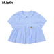 M.Latin Maratin children's clothing children's shirt 2025 summer new style children's retro college style short-sleeved shirt blue strip 110