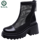 Specht 2025 weiche Ledernetzstiefel für Frauen Neutemperament Vielseitig dünne hohle dicke Absatz dicker Sohle atmungsaktiv