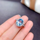 China University of Geosciences Jewelry Natural Topaz Ring Sky Blue S925 Silver Inlaid 7*9mm Gift