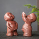 Ensa purple clay tea urinating boy tea tray accessories ornaments handmade can raise squirting children tea children fun small peeing boy looking up to the sky