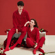 Fenteng Spring and Autumn Couple Red Pajamas Women's Long Sleeve Wedding Zodiac Year Newlywed Suit Big Red Single Women's L
